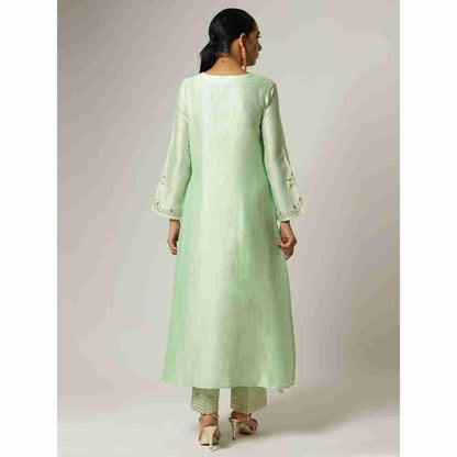 Anantaa Green Silk Chanderi Embroidery Kurta