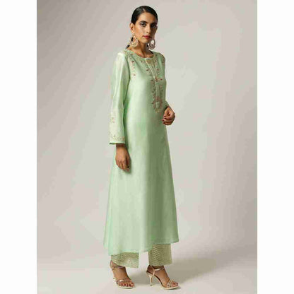 Anantaa Green Silk Chanderi Embroidery Kurta