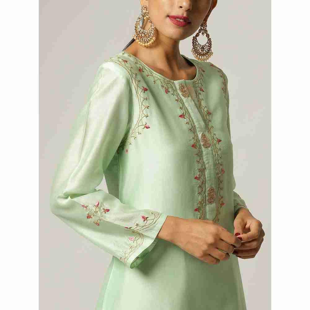 Anantaa Green Silk Chanderi Embroidery Kurta