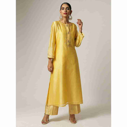Anantaa Yellow Silk Chanderi Embroidery Kurta