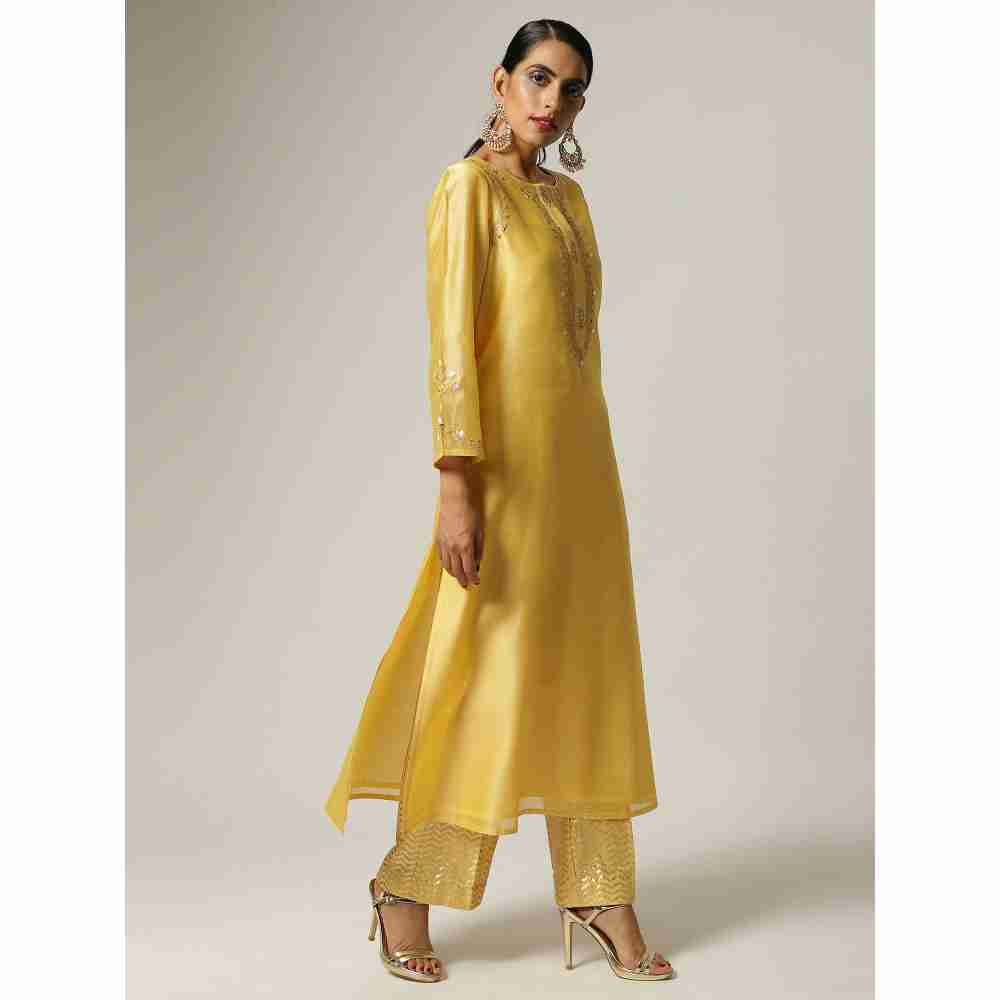 Anantaa Yellow Silk Chanderi Embroidery Kurta