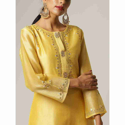 Anantaa Yellow Silk Chanderi Embroidery Kurta