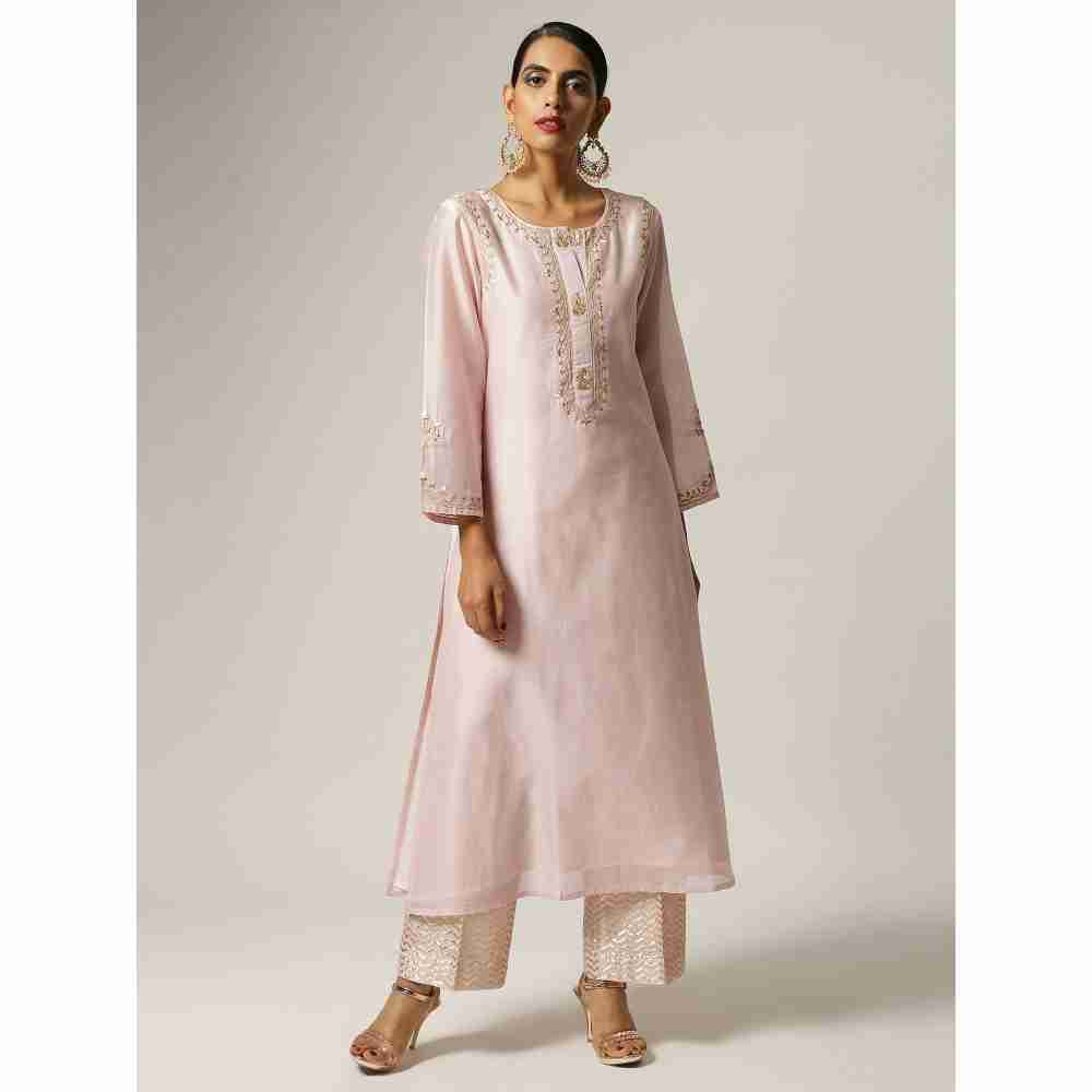 Anantaa Pink Silk Chanderi Embroidery Kurta