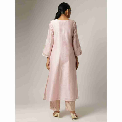 Anantaa Pink Silk Chanderi Embroidery Kurta