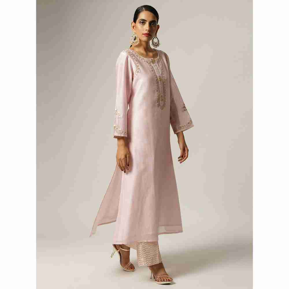 Anantaa Pink Silk Chanderi Embroidery Kurta