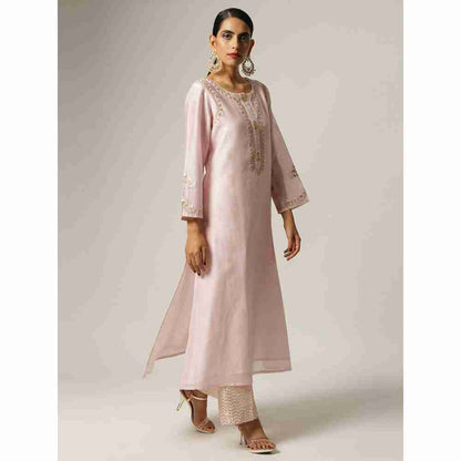 Anantaa Pink Silk Chanderi Embroidery Kurta