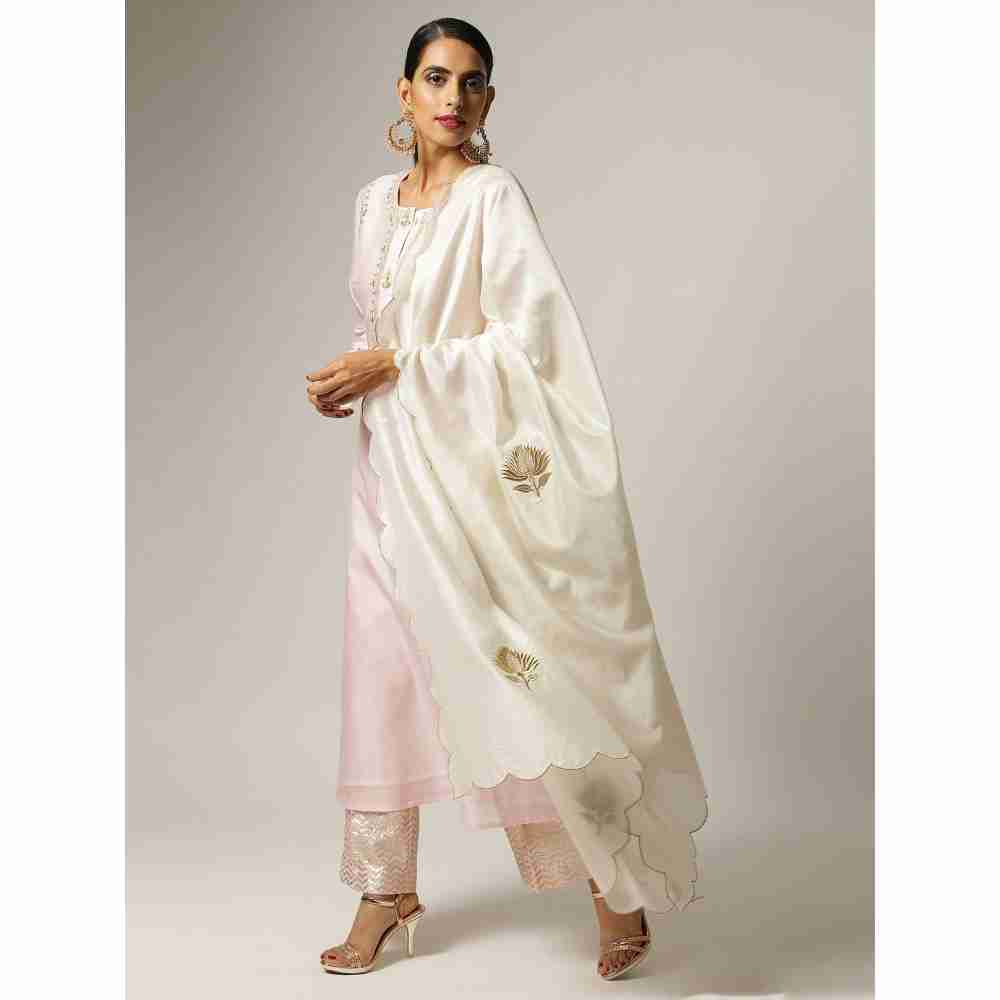 Anantaa Pink Silk Chanderi Embroidery Kurta
