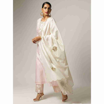 Anantaa Pink Silk Chanderi Embroidery Kurta