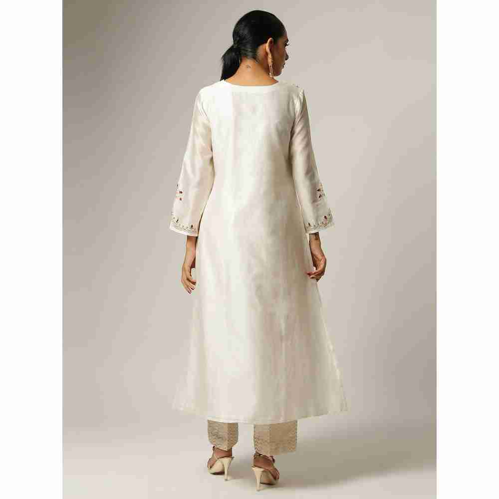 Anantaa Off White Silk Chanderi Embroidery Kurta