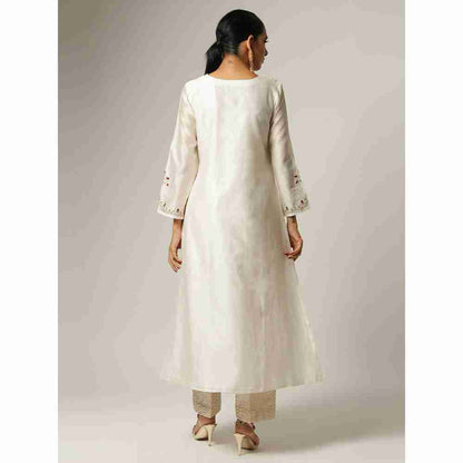 Anantaa Off White Silk Chanderi Embroidery Kurta