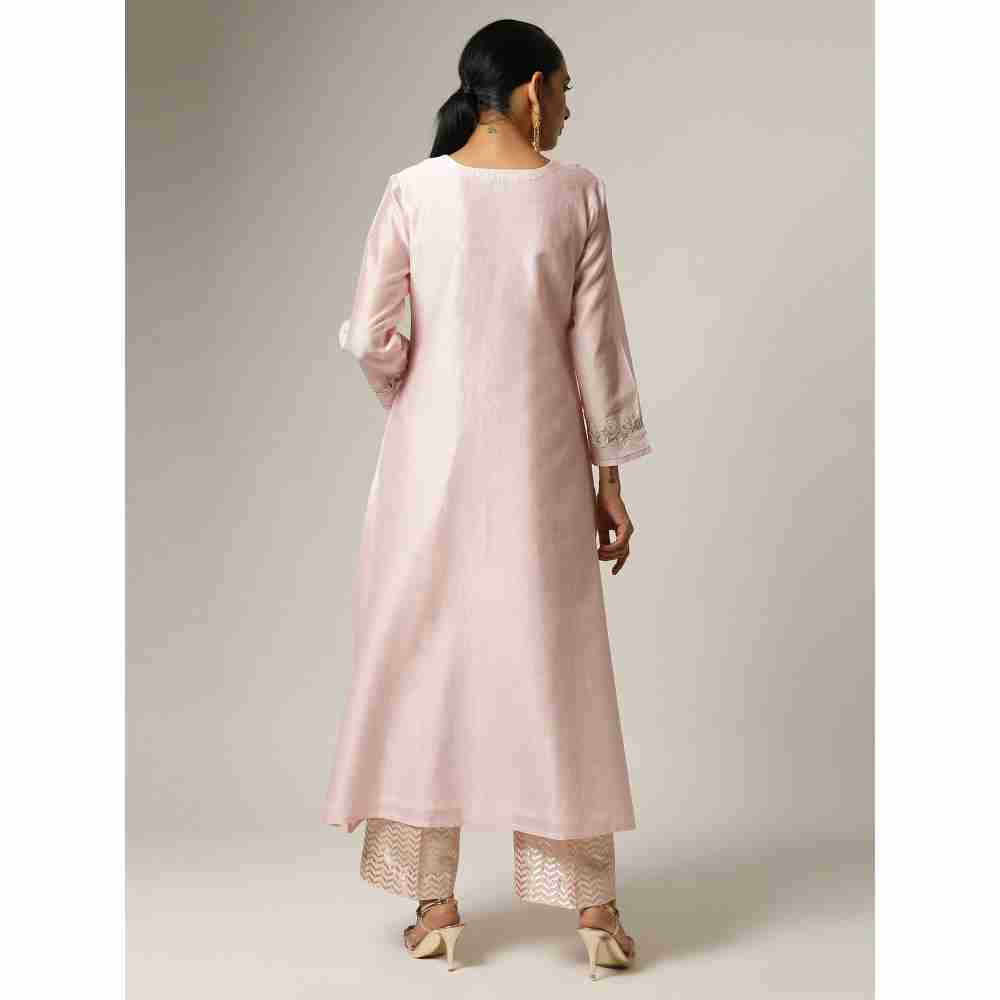 Anantaa Hand Embroidery Pink Silk Chanderi Kurta