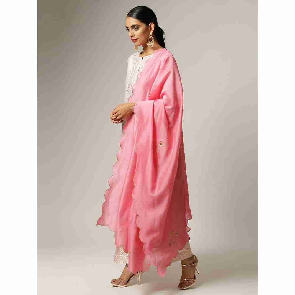 Anantaa Hand Embroidery Pink Silk Chanderi Kurta