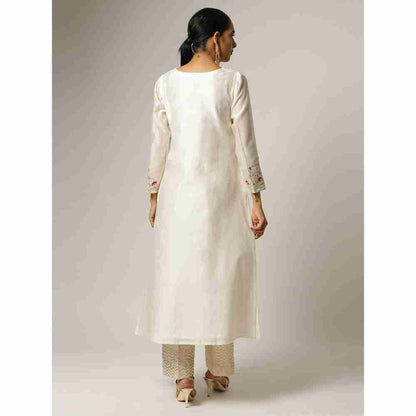 Anantaa Hand Embroidery Off White Chanderi Kurta