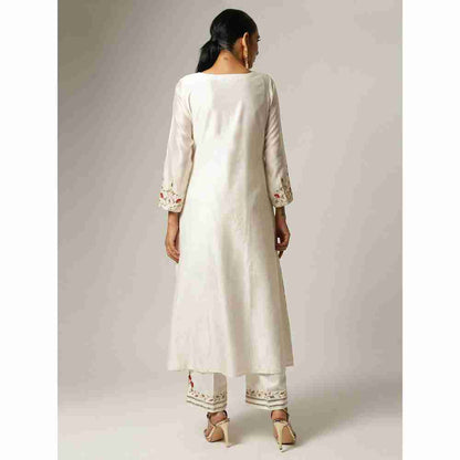 Anantaa Hand Embroidery & Golden Jaal Off White Angrakha Kurta