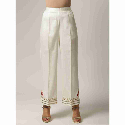 Anantaa Floral & Sequins Off White Embroidered Palazzo