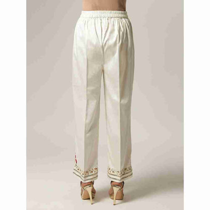Anantaa Floral & Sequins Off White Embroidered Palazzo