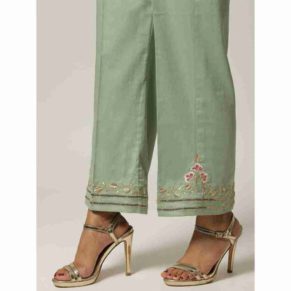Anantaa Floral & Sequins Green Embroidered Palazzo