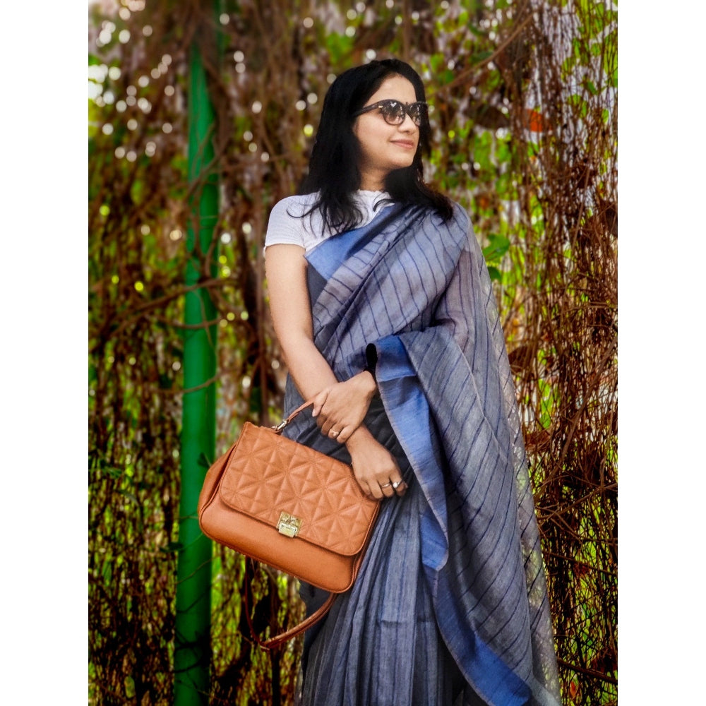 Apaapi Threads Of Glory Blue Kota Saree With Unstitched Blouse By Apaapi