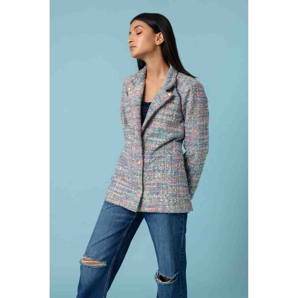 AROOP SHOP INDIA Multi-Color Camille Tweed Blazer
