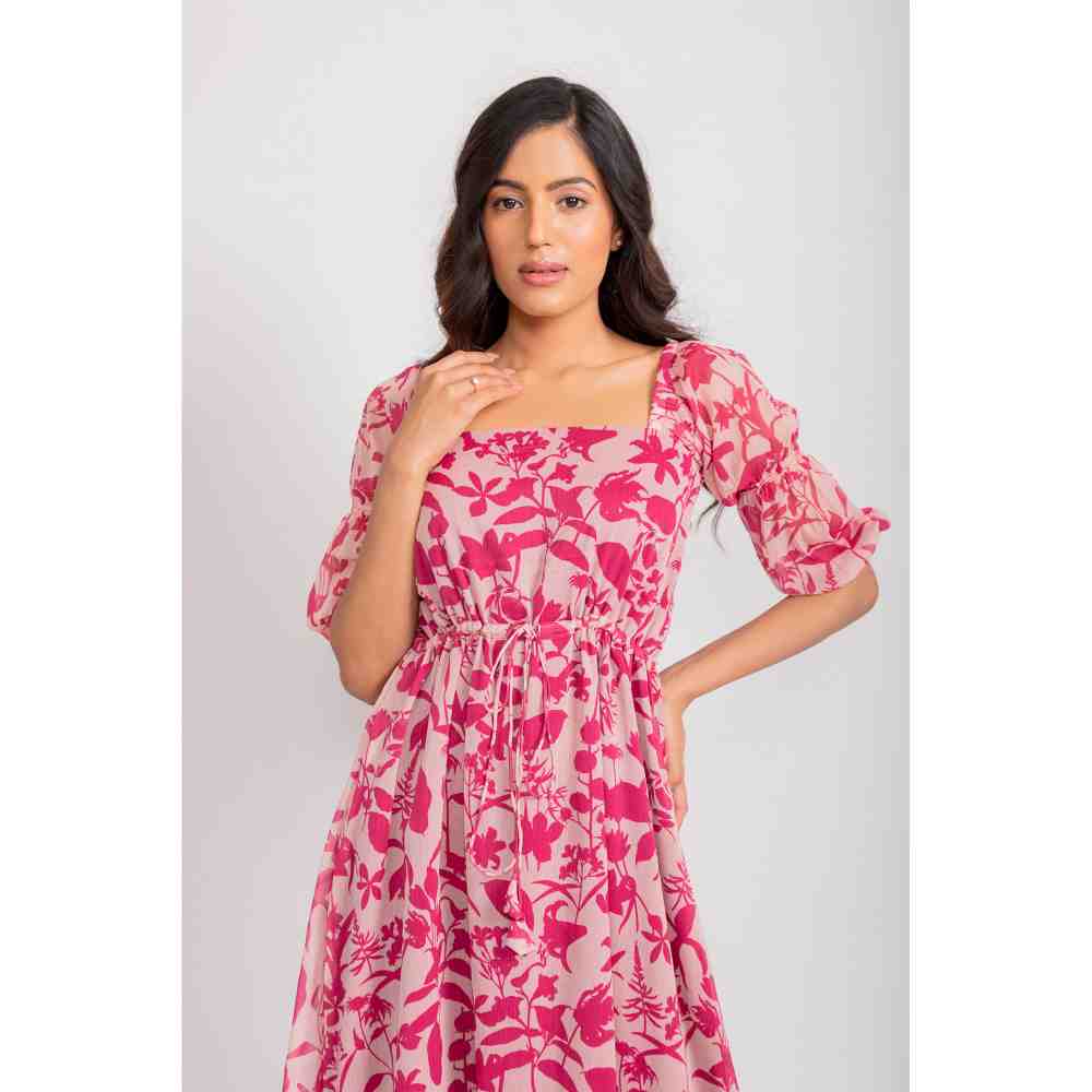 AROOP SHOP INDIA Pink Irene Floral Printed Maxi Dress