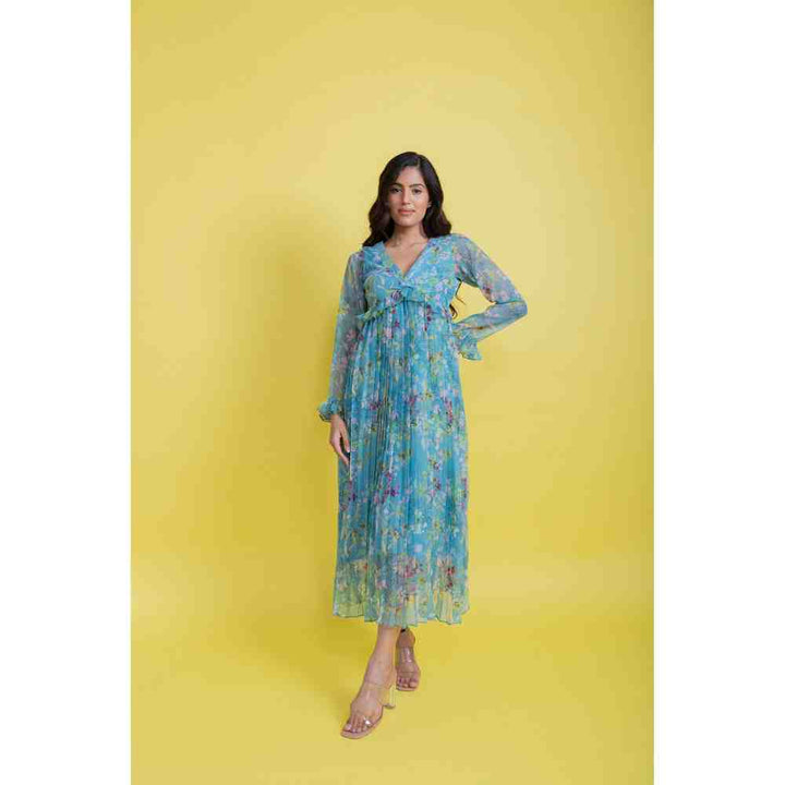 AROOP SHOP INDIA Blue Tory Floral Print Maxi Dress