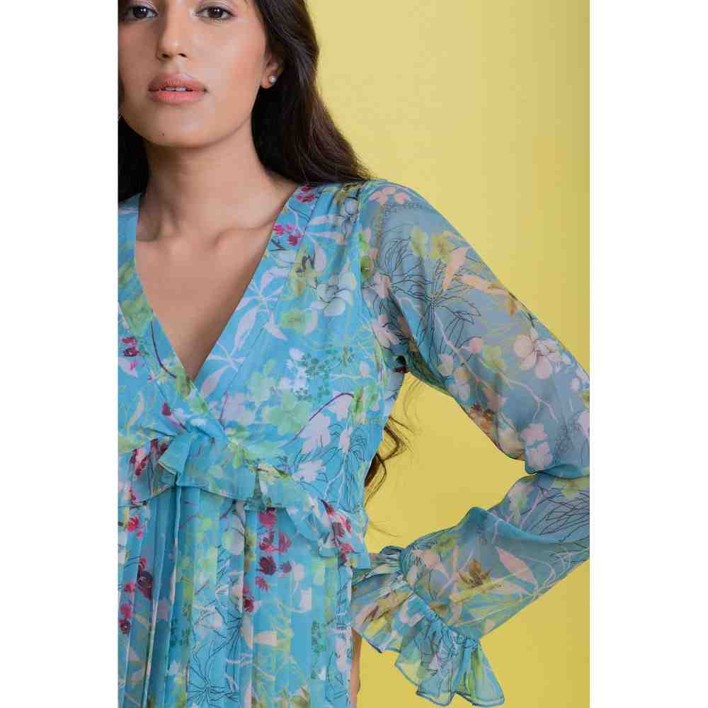 AROOP SHOP INDIA Blue Tory Floral Print Maxi Dress