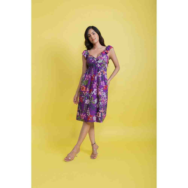 AROOP SHOP INDIA Purple Lola Floral Print Dress