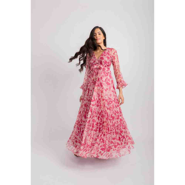 AROOP SHOP INDIA Pink Michelle Floral Print Maxi Dress