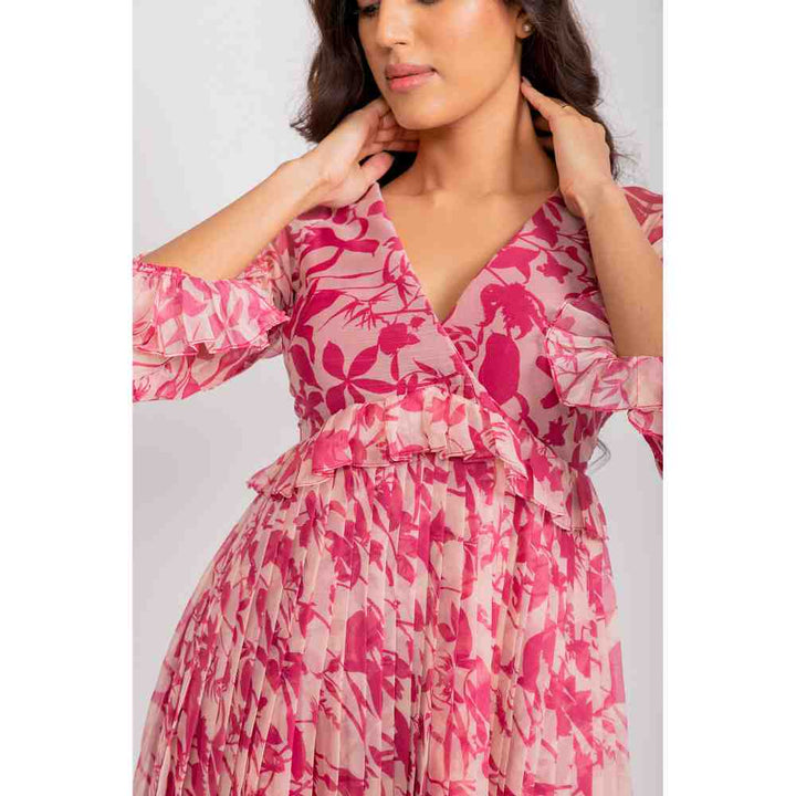AROOP SHOP INDIA Pink Michelle Floral Print Maxi Dress