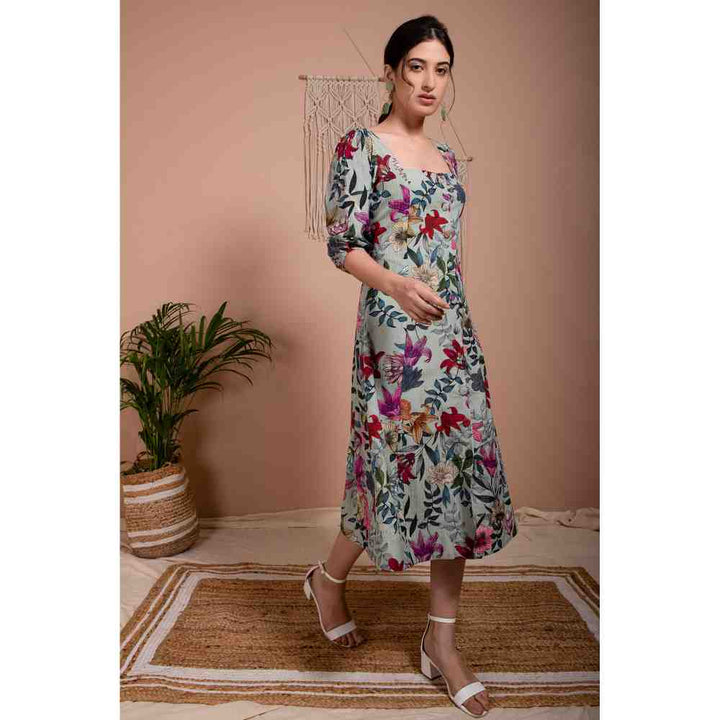 AROOP SHOP INDIA Green Leah Floral Print Dress