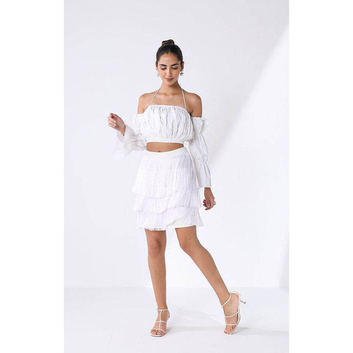 Ashico Fringe Skirt - White