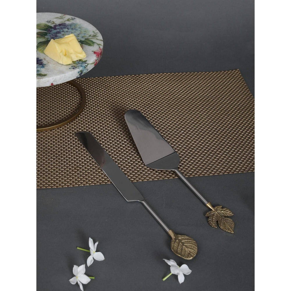 Assemblage Autumn Leaf Cake Knife Cutlery Set