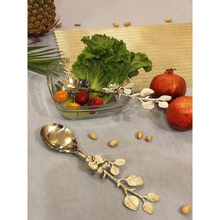 Assemblage Fluer Twig Silver Plated Brass  Salad & Pasta Server Cutlery Set