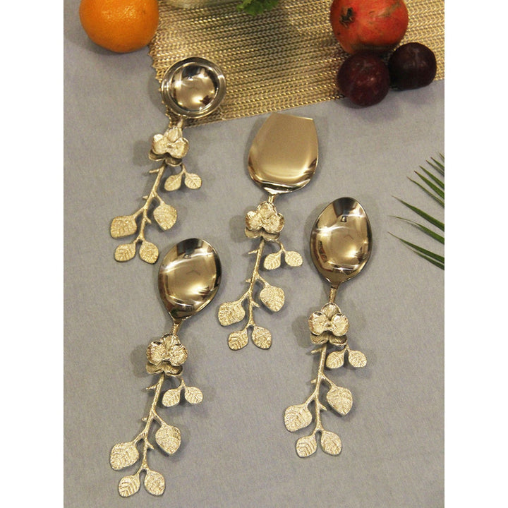 Assemblage FleurTwig Silver Plated Brass  Serving Spoon Cutlery Set