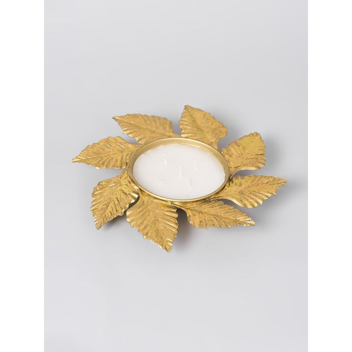 Assemblage Gold Foiled Leaf Multiwick Candle Urli