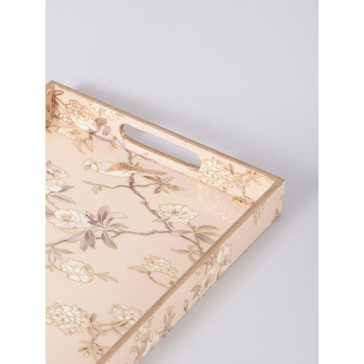 Assemblage Oriental Bird floral Beige and Gold Tray set