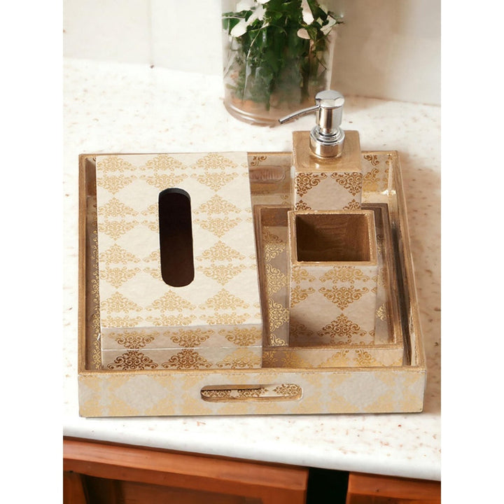 Assemblage Beige Gold Bathroom (Set Of 5)