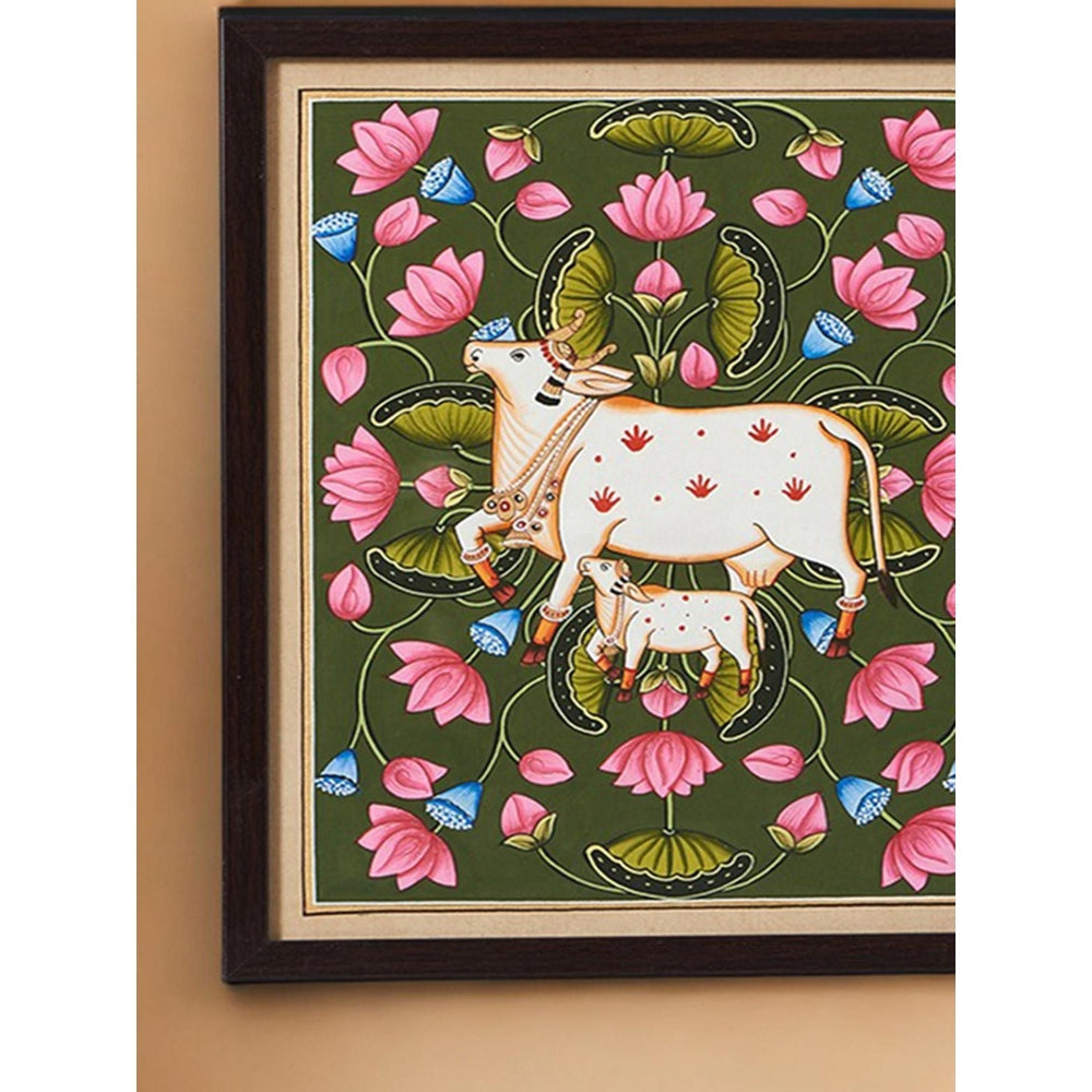 Assemblage Lotus Forest Cow Pichwai Painting