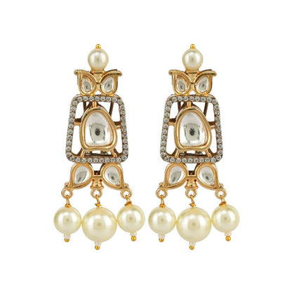 Auraa Trends 22 Kt Gold Plated Necklace Set with Kundan Polki and Pearls