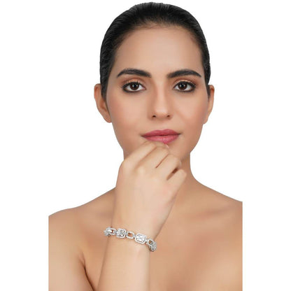 Auraa Trends Zircon Silver Finish Bracelet with Diamonds