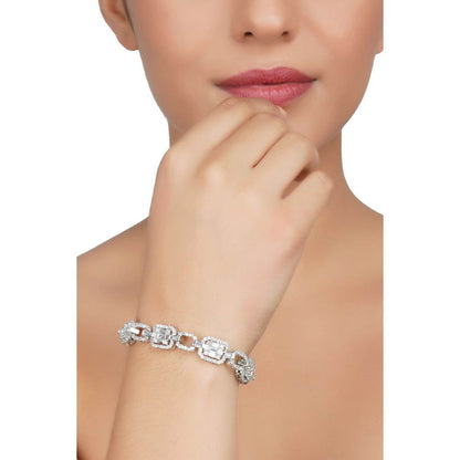 Auraa Trends Zircon Silver Finish Bracelet with Diamonds