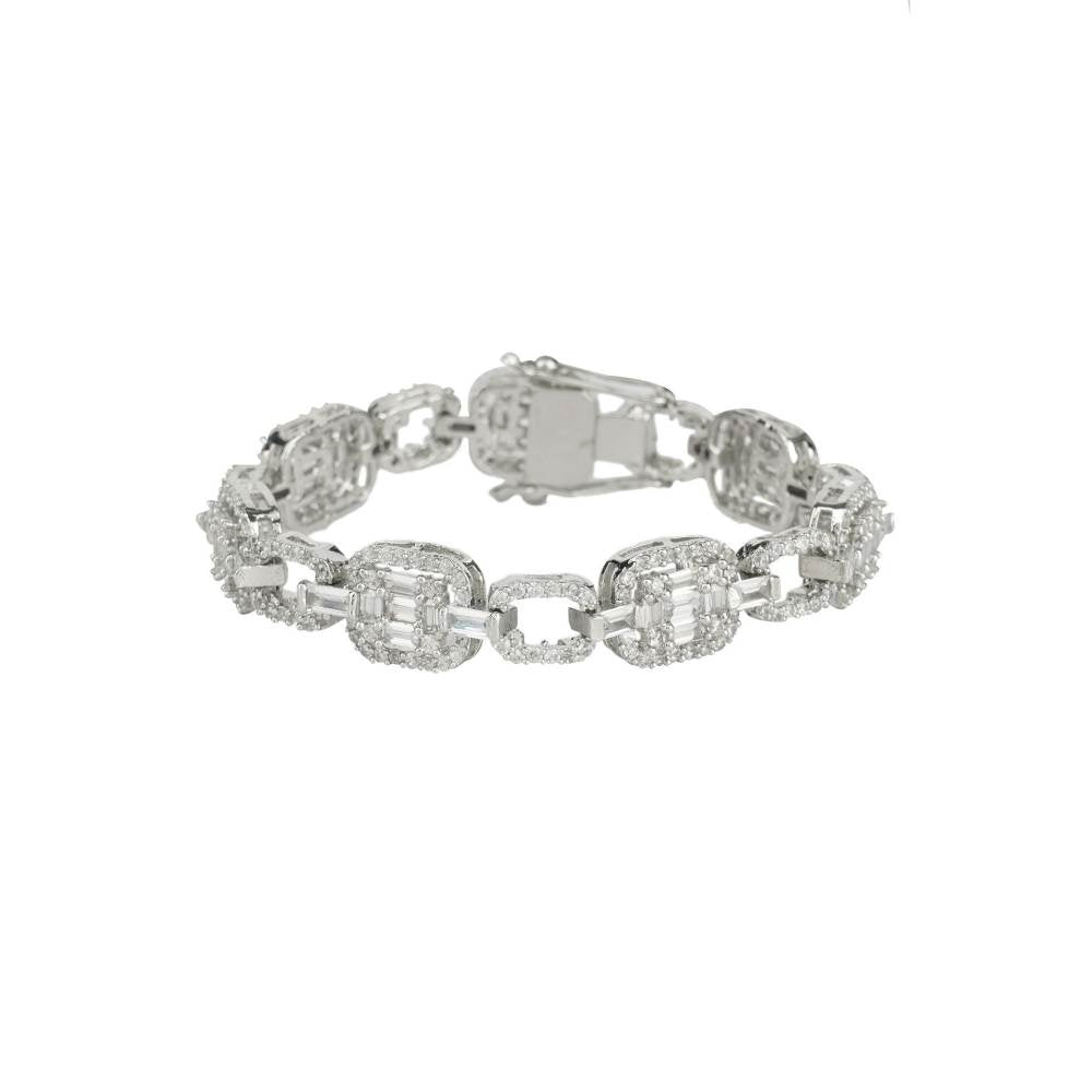 Auraa Trends Zircon Silver Finish Bracelet with Diamonds
