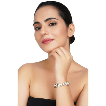 Auraa Trends Kundan Gold Finish Bracelet with Zircon Studs