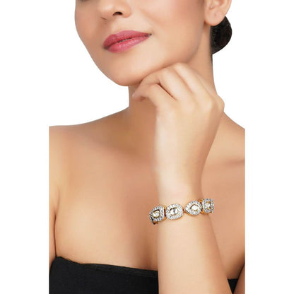 Auraa Trends Kundan Gold Finish Bracelet with Zircon Studs