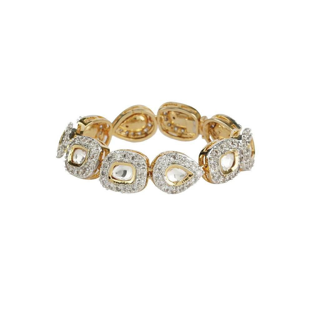 Auraa Trends Kundan Gold Finish Bracelet with Zircon Studs