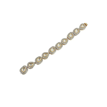 Auraa Trends Kundan Gold Finish Bracelet with Zircon Studs