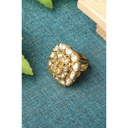 Auraa Trends Statement Kundan Ring with Ganesh Symbol