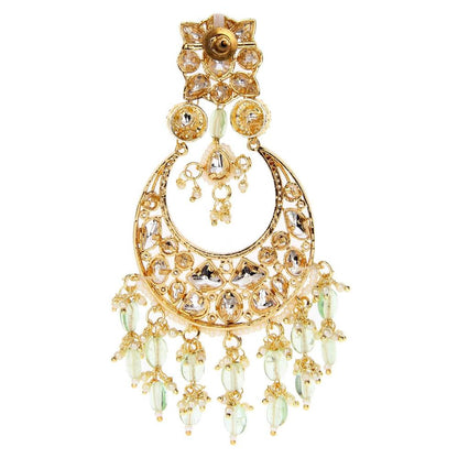 Auraa Trends Kundan Light Green Chandbali Earring with Pearls
