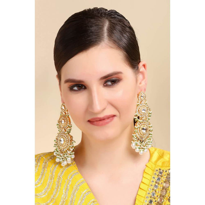 Auraa Trends Kundan Layered Chandelier Chandbali Earrings