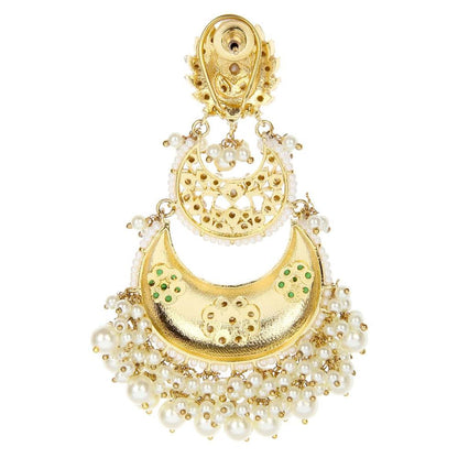 Auraa Trends Grey and Silver Gold Plated Kundan Chandbali Earring